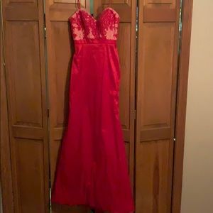 Red mermaid prom dress